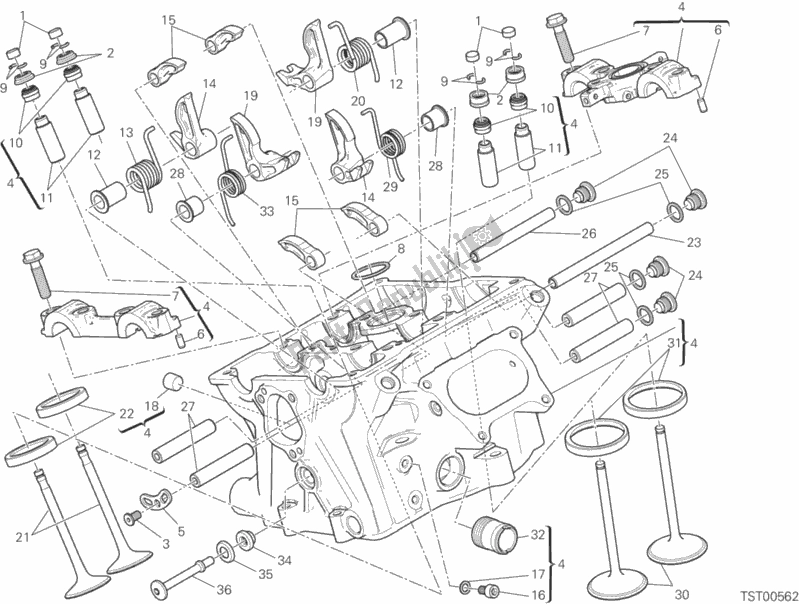 All parts for the Vertical Head of the Ducati Superbike 959 Panigale ABS 2018